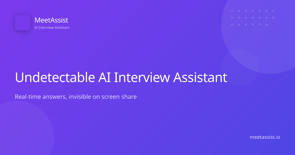 Screenshot of MeetAssist, Real-time AI answers for live job interviews, hidden from screen share