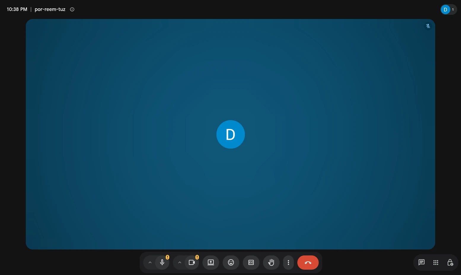 The same Google Meet call as the interviewer sees it on screen share, without MeetAssist